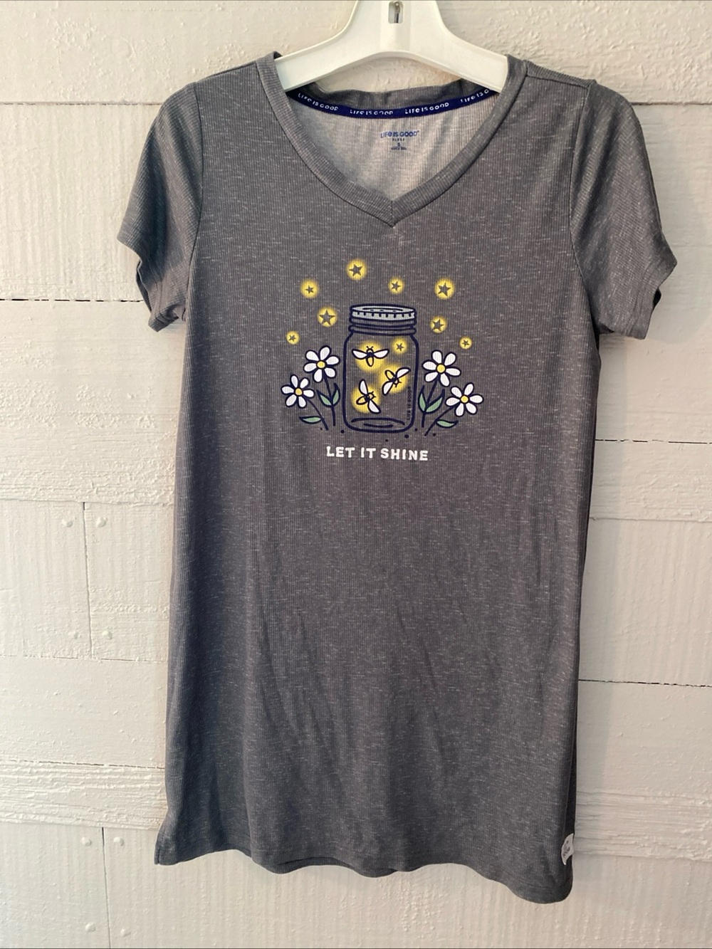 2- Life Is Good Sleep Shirts Night Shirt/Nightgown Gray Yellow Size Small NWOT - Picture 2 of 9